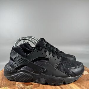 Nike Air Huarache Run Triple Black Sneakers Womens 8.5 (7Y) Lace Up Shoes